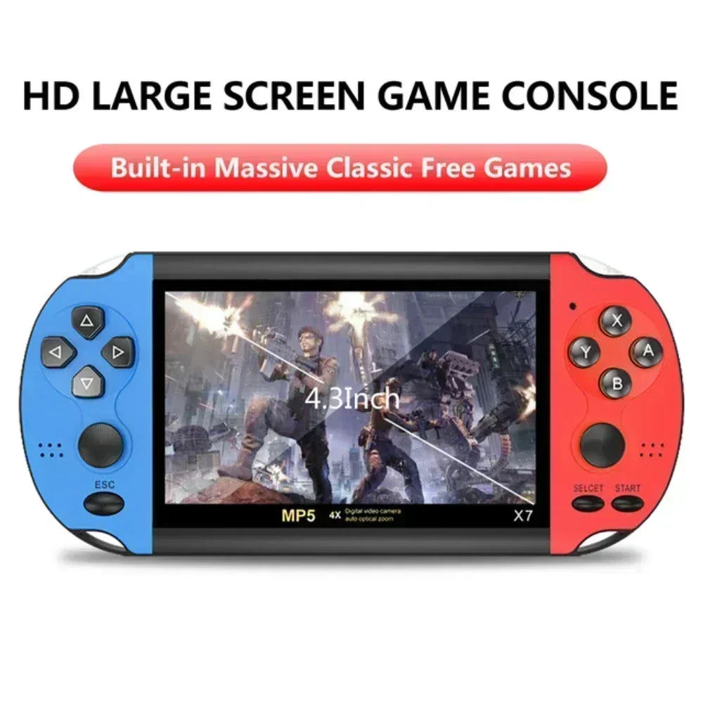 Retro X7 Handheld Game 4.3 Inch HD Large 8G Screen Classic Game Console Built-in 10000 Games Mini Handheld MP5 Video Game
