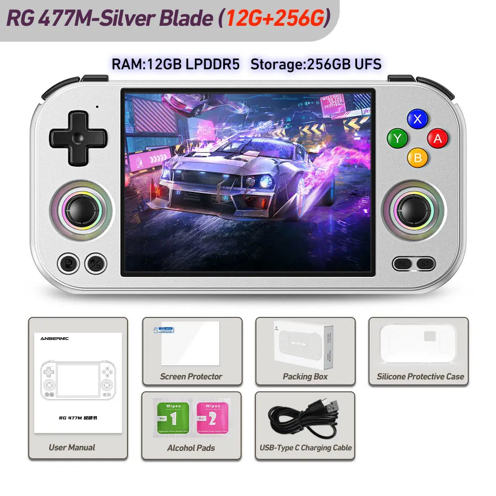ANBERNIC RG 477M Retro Game Console Android 14 Dimensity 8300 Game Player 4.7-inch LTPS In-Cell Display RGB Hall Joystick RG477M