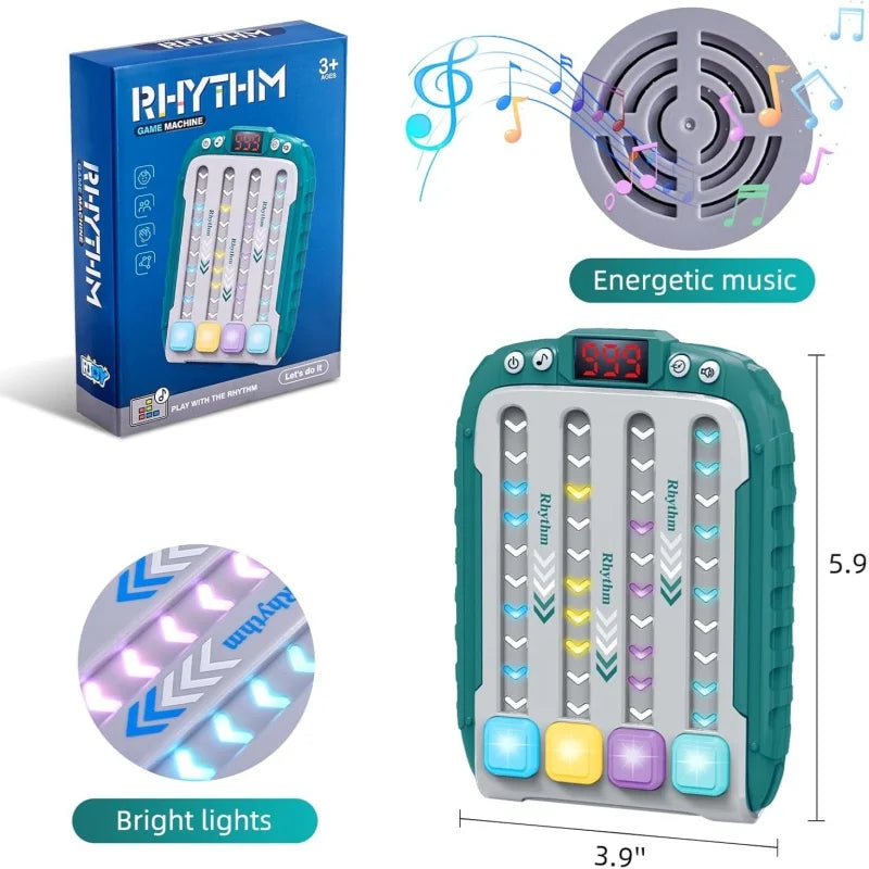 Electronic Music Rhythm Puzzle Game Machine Montessori Pockets Travel Toy Light Up Educationa Sensory Fast Push Table Game