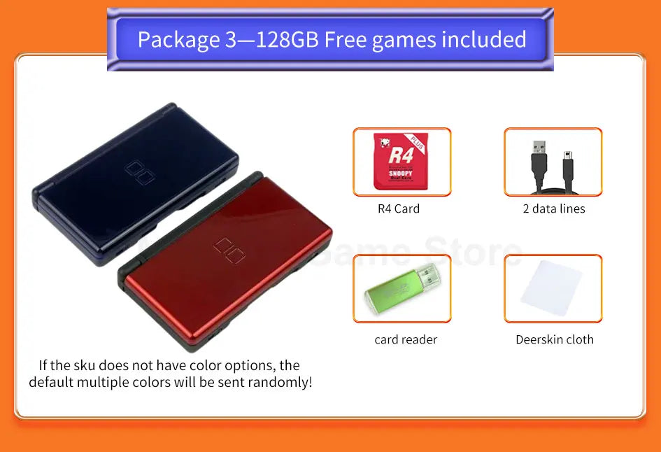 Original For Nintend DS Lite Game Console For Nntendo DSL Palm game With Game card and 32GB/64GB/128GB memory card/Mini ultra
