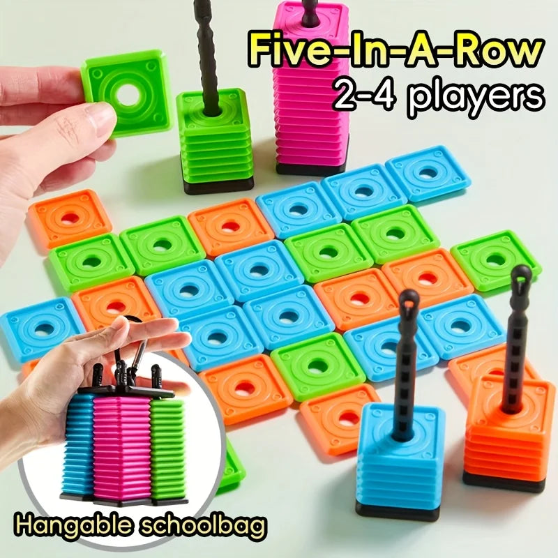 Interactive Desktop Strategy Game with Colorful Pieces, Strategy Board Gam Portable Five-in-a-Row Game for Kids and Adults