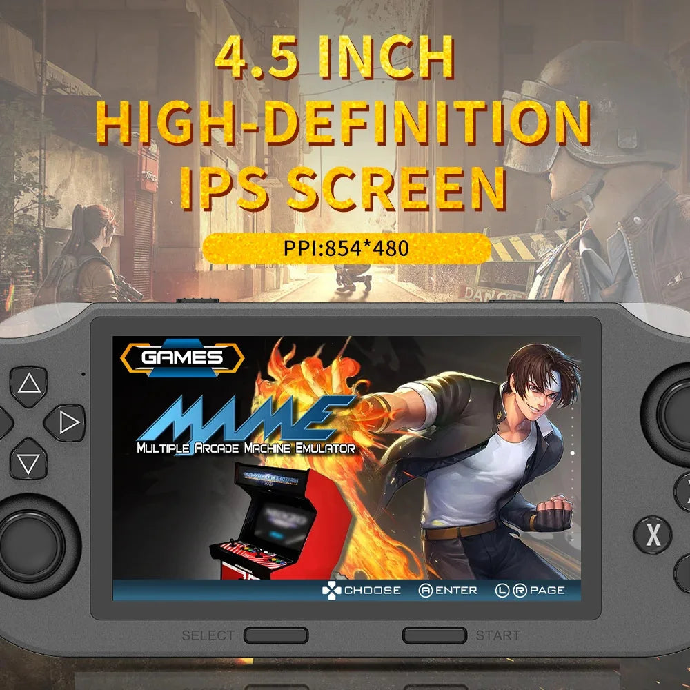 SF3000 Portable Mini Handheld Game Player 4.5 Inch IPS Screen Retro Video Game Console Built-in 20000+ Games for PS1/GBA/SFC