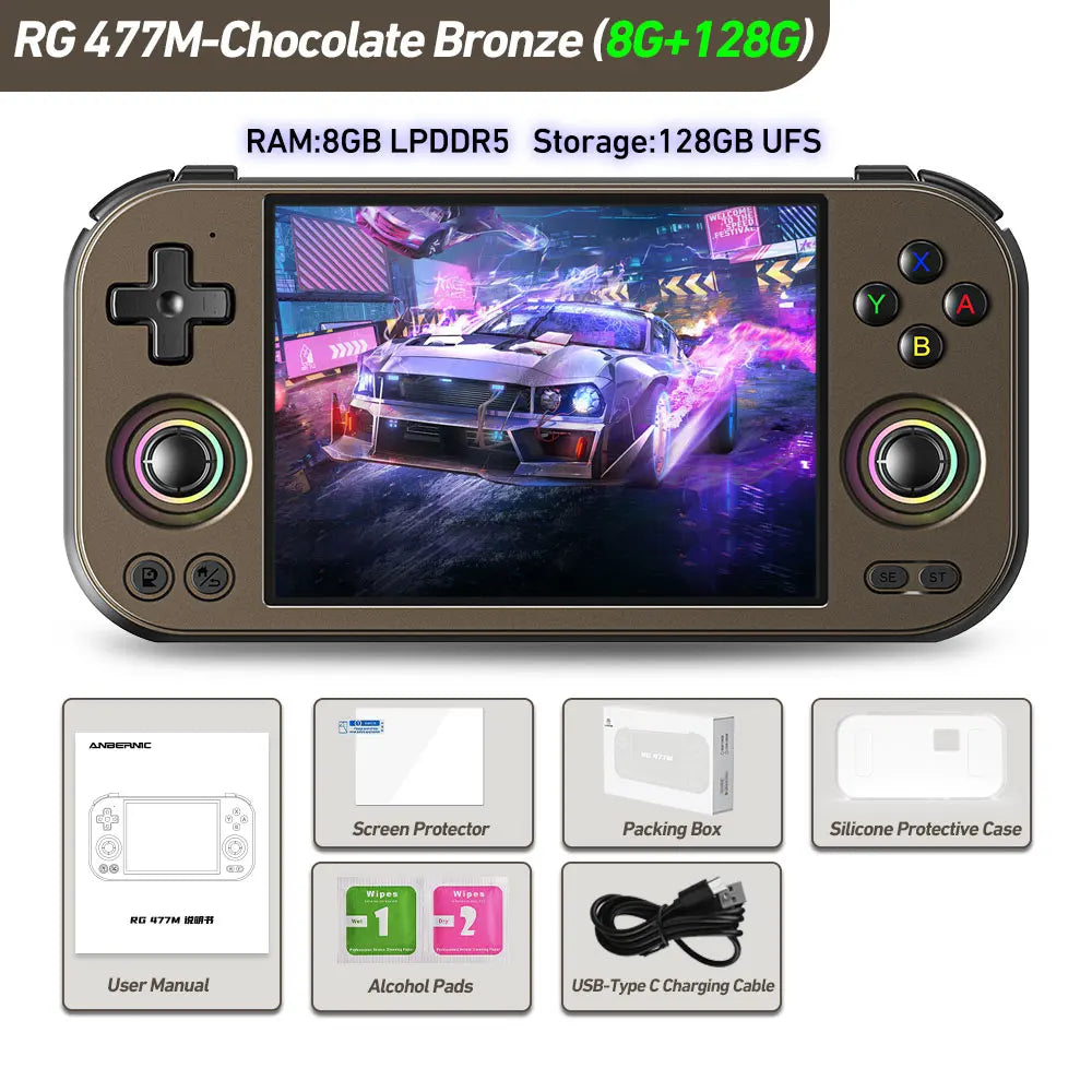 ANBERNIC RG 477M Retro Game Console Android 14 Dimensity 8300 Game Player 4.7-inch LTPS In-Cell Display RGB Hall Joystick RG477M