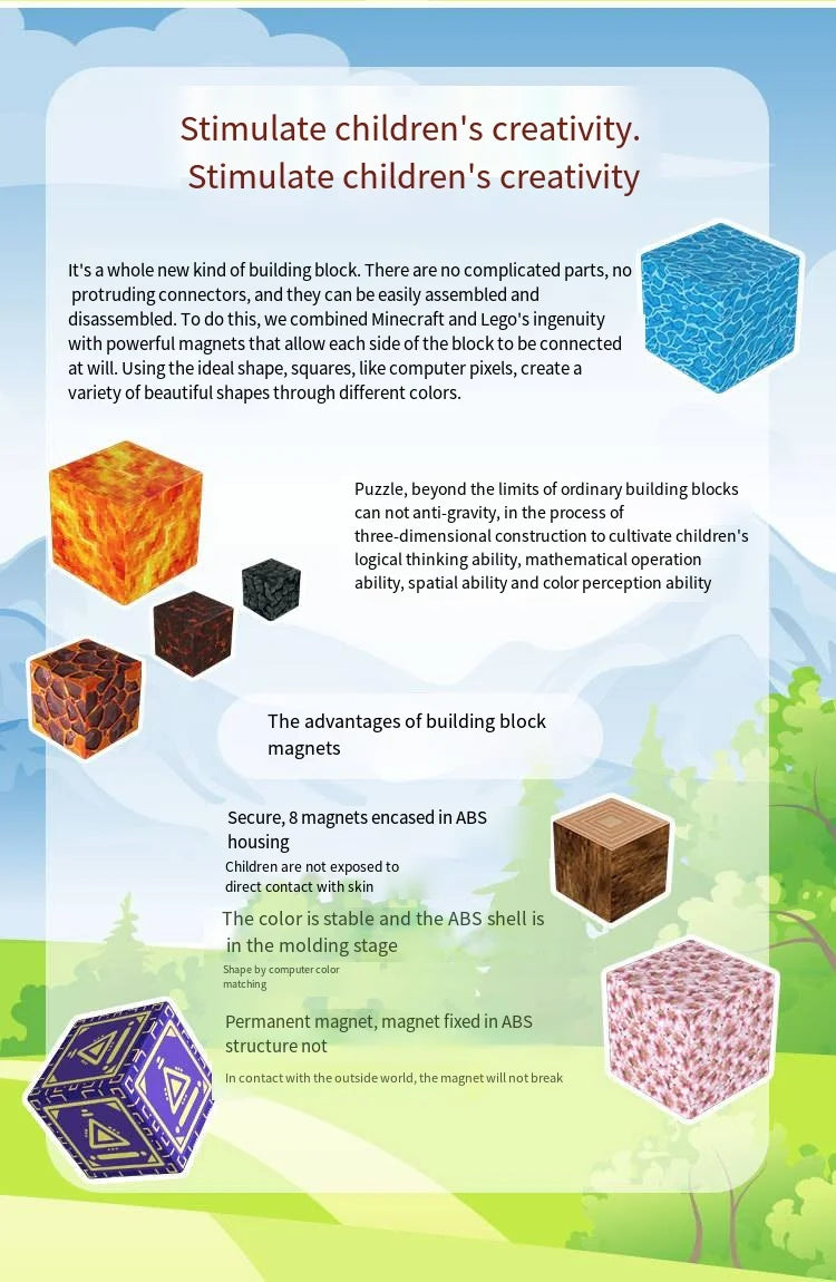 2.0CM DIY Magnetic Building Blocks Mine World Cube Magnet World Set for Kid Age DIY Model Children Montessori Sensory Toy