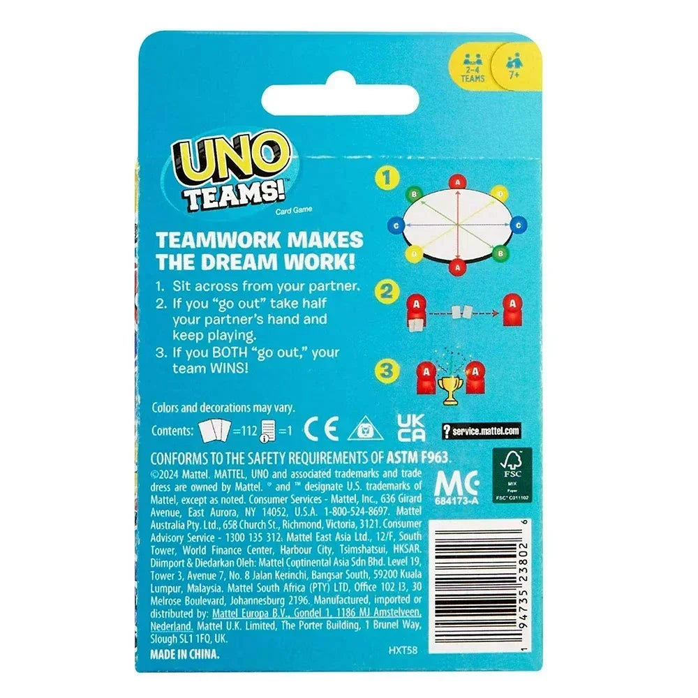 112pcs Uno TEAMS! **Game Board Games UNO Cards Table Family Party Entertainment UNO Games Card Toys Children Birthday gift