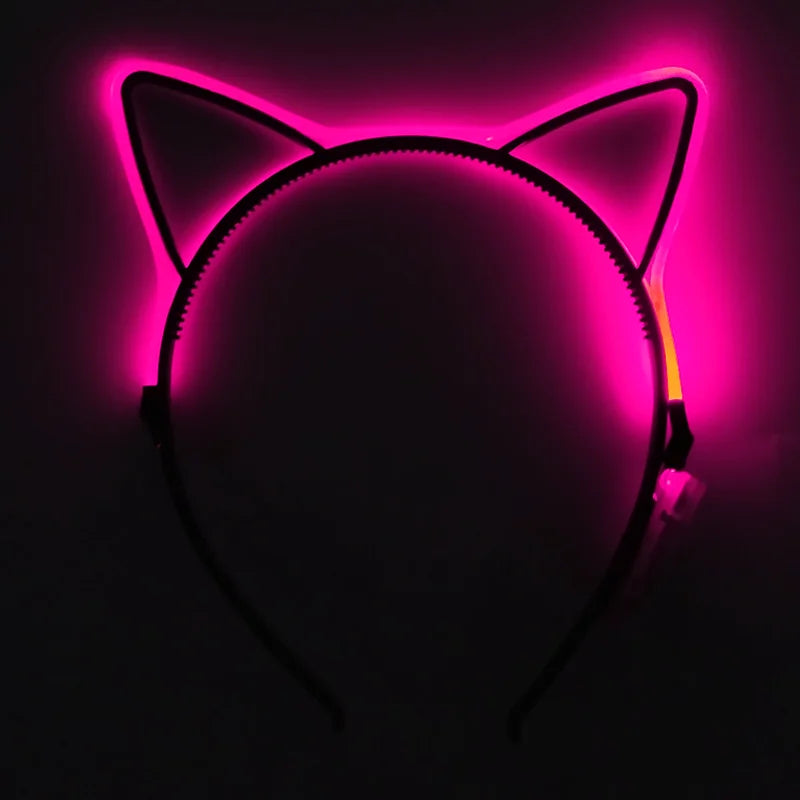 NEW LED Light up Headwear 6 Lighting colors Cat Ear LED Flashing Headband LED Headband Rave Women Girls Glow Party Supplies