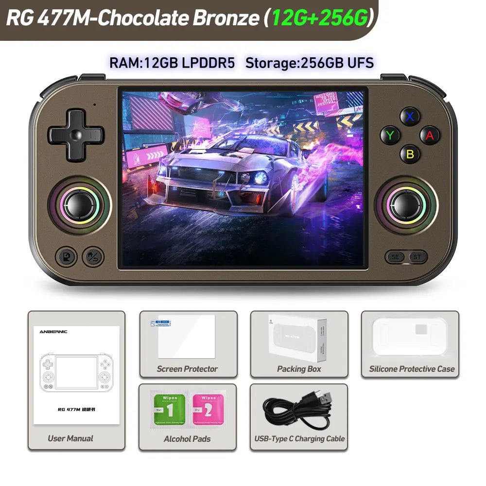 ANBERNIC RG 477M Retro Game Console Android 14 Dimensity 8300 Game Player 4.7-inch LTPS In-Cell Display RGB Hall Joystick RG477M