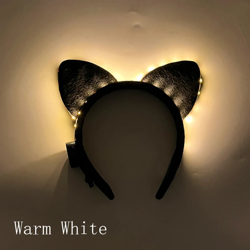 NEW LED Light up Headwear 6 Lighting colors Cat Ear LED Flashing Headband LED Headband Rave Women Girls Glow Party Supplies