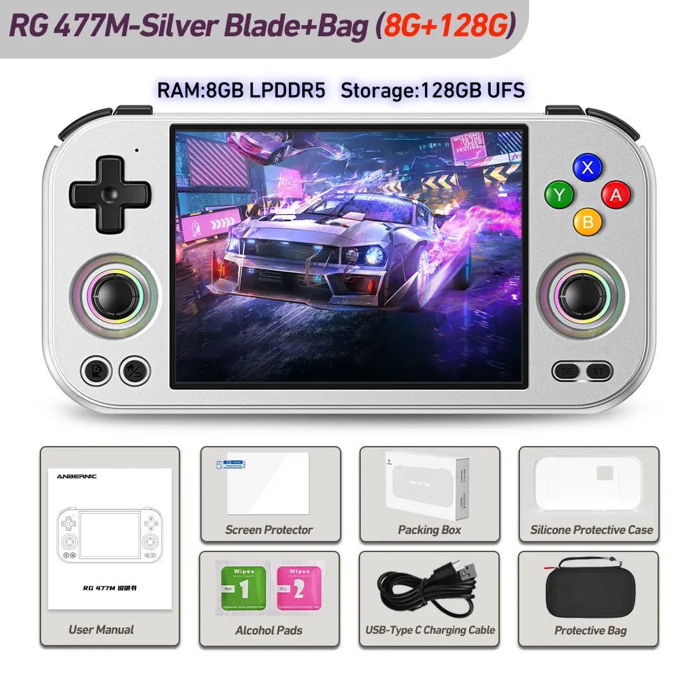 ANBERNIC RG 477M Retro Game Console Android 14 Dimensity 8300 Game Player 4.7-inch LTPS In-Cell Display RGB Hall Joystick RG477M