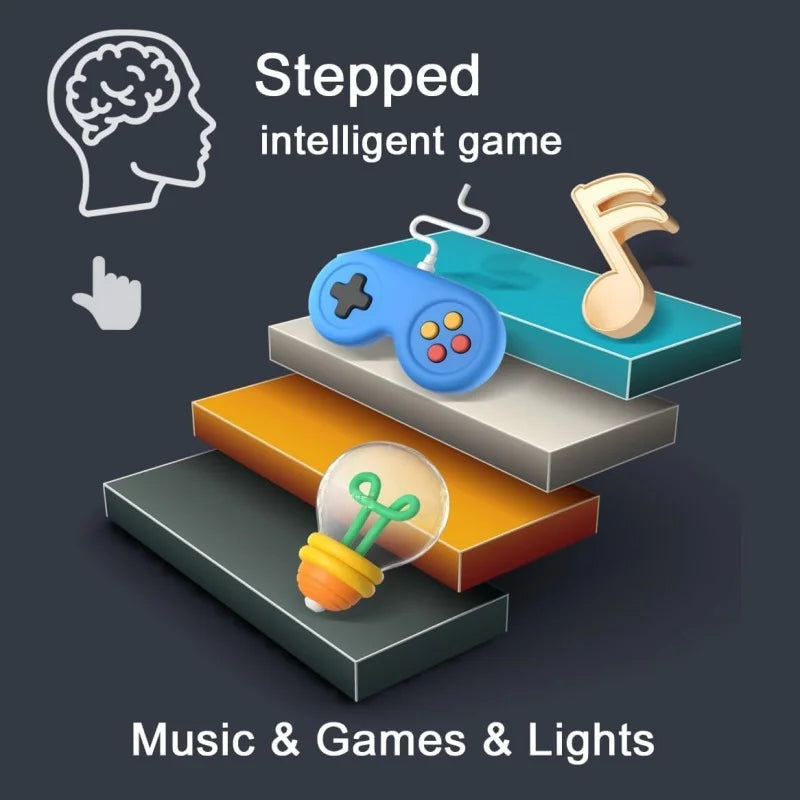 Electronic Music Rhythm Puzzle Game Machine Montessori Pockets Travel Toy Light Up Educationa Sensory Fast Push Table Game