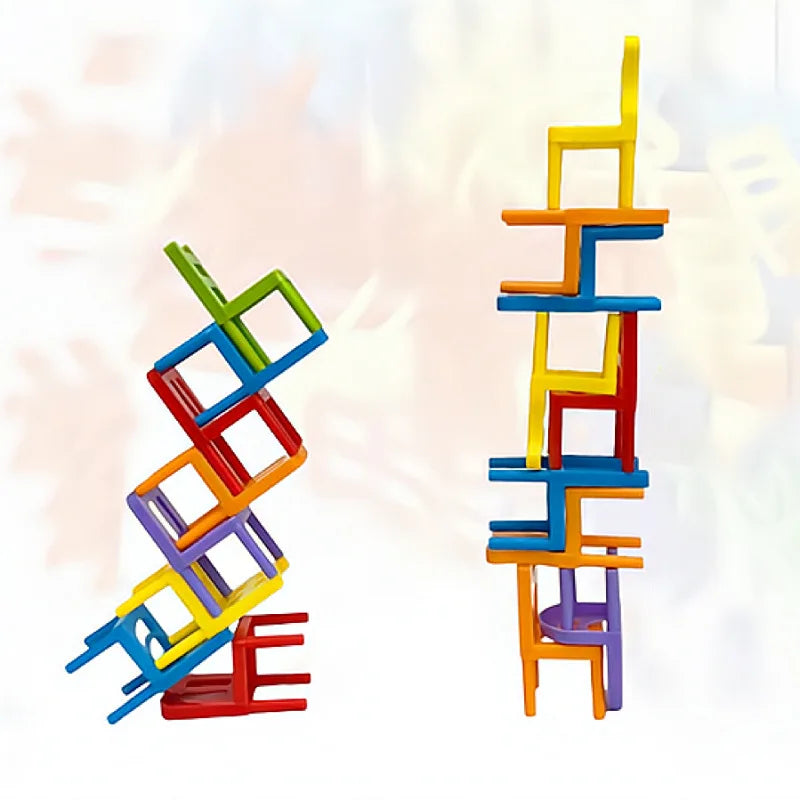 24-42pc folding chair stack children's puzzle toy parent-child interactive game for kids chair stack party juego tabletop games