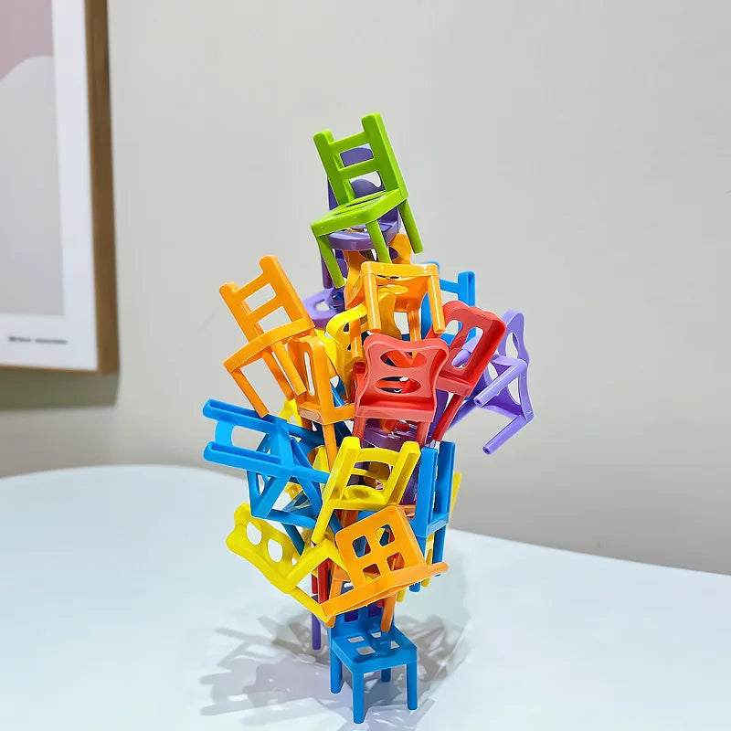 24-42pc folding chair stack children's puzzle toy parent-child interactive game for kids chair stack party juego tabletop games
