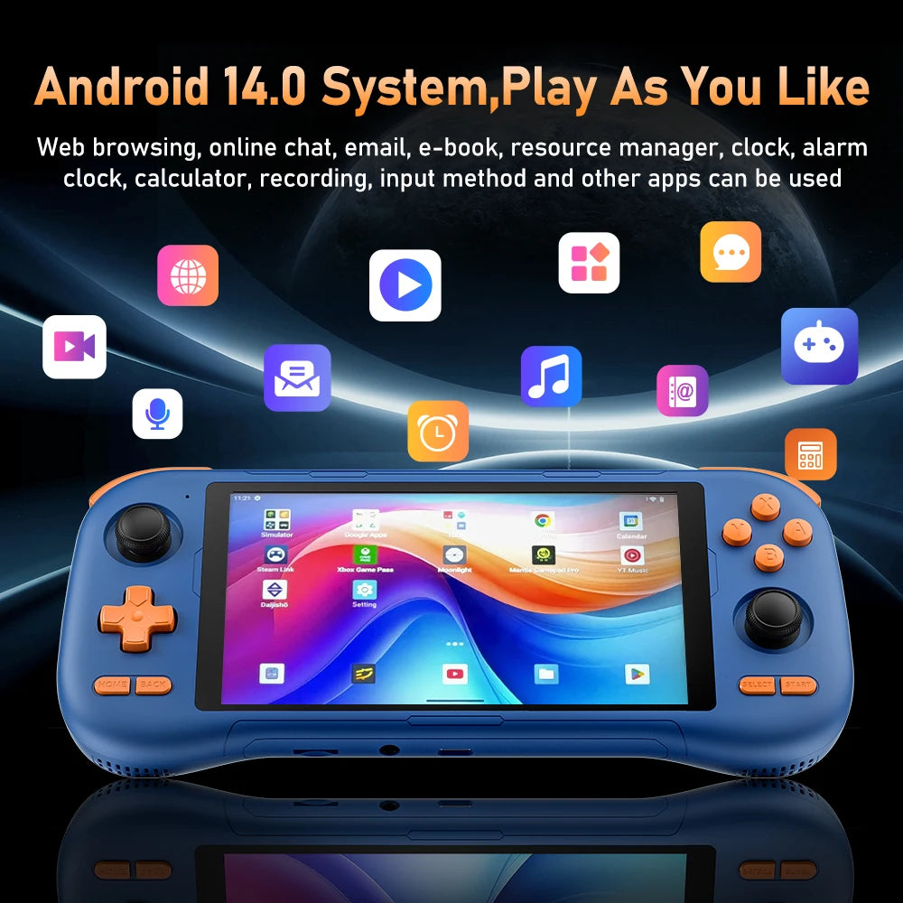 Kinhank Super console K56 Android 14 Handheld Game Console 5.5 inch Touch Screen 5000mAh With 50+ Emulators For DC/MAME/SS/PSP