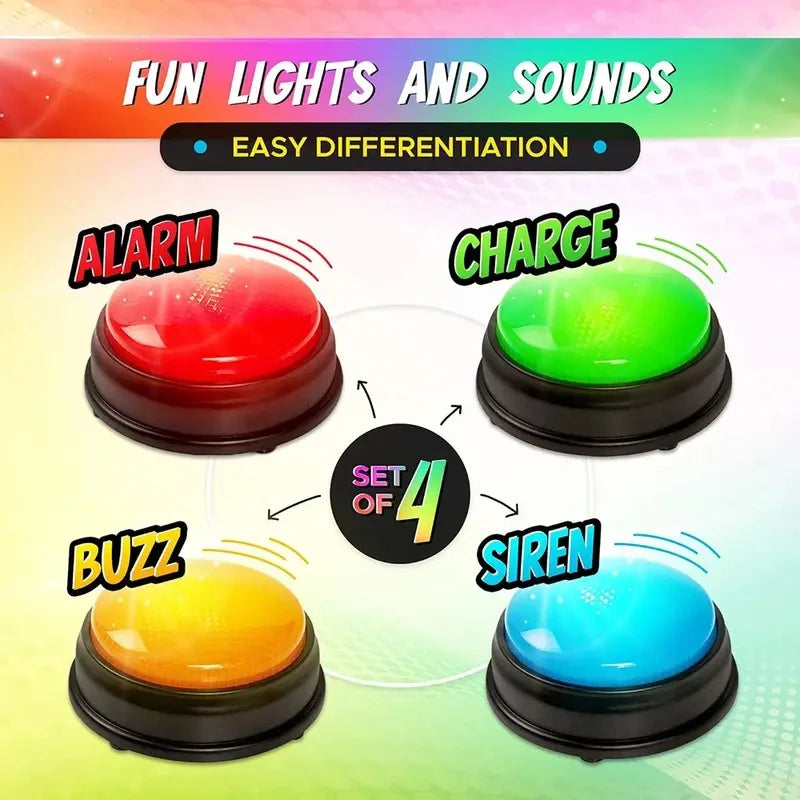 Answer Buzzers for Game Shows 4pcs Game Buzzers with Lights & Sounds Buzz Buttons for Kids or Adults Perfect for Classroom Game